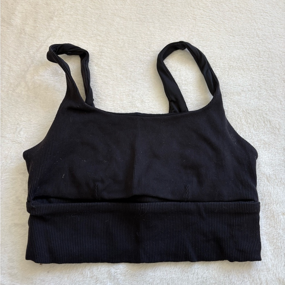 Black Ribbed Crop Top